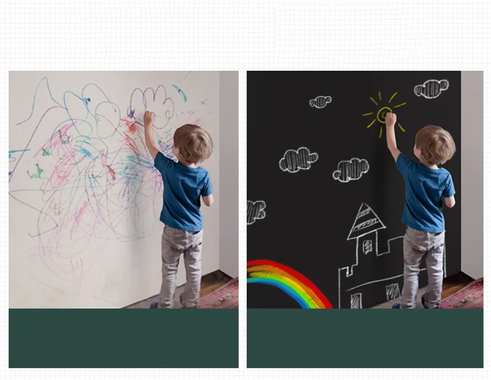 Chalkboard Sticker for Wall Removable Draw Erasable Learning Multifunction Black Board for Kids room School Supplies
