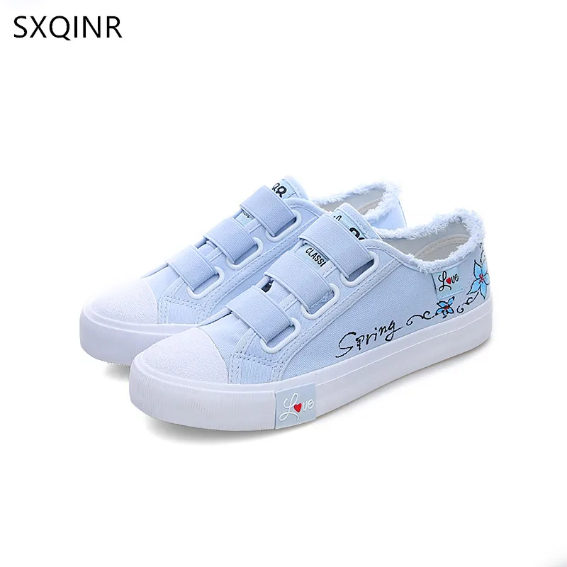 Женская обувь весна лето 2018 модные расписные вручную парусиновые туфли Милые