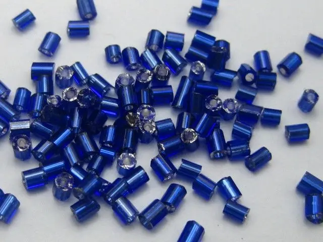 

5000 Glass Tube Bugle Seed Beads 2X2mm Royal Blue Silver-Lined + Storage Box