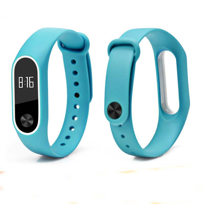 Цветной браслет mi Band 2, силиконовый ремешок, двойной цветной сменный ремешок для часов, ремешок для Xiaomi mi, 2 браслета - Цвет: sky blue white