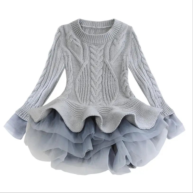 Girls Winter Dress 2019 Spring New Knitted Pullovers Tops Kids Baby Girl's Clothing With Cute Tutu Skirt Birthday Costume D927 | Детская