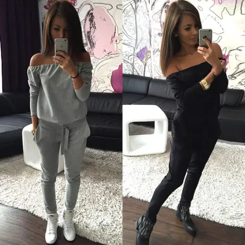 2 шт. женские брюки с длинным рукавом и открытыми плечами|top pants|pant topsuit suit |