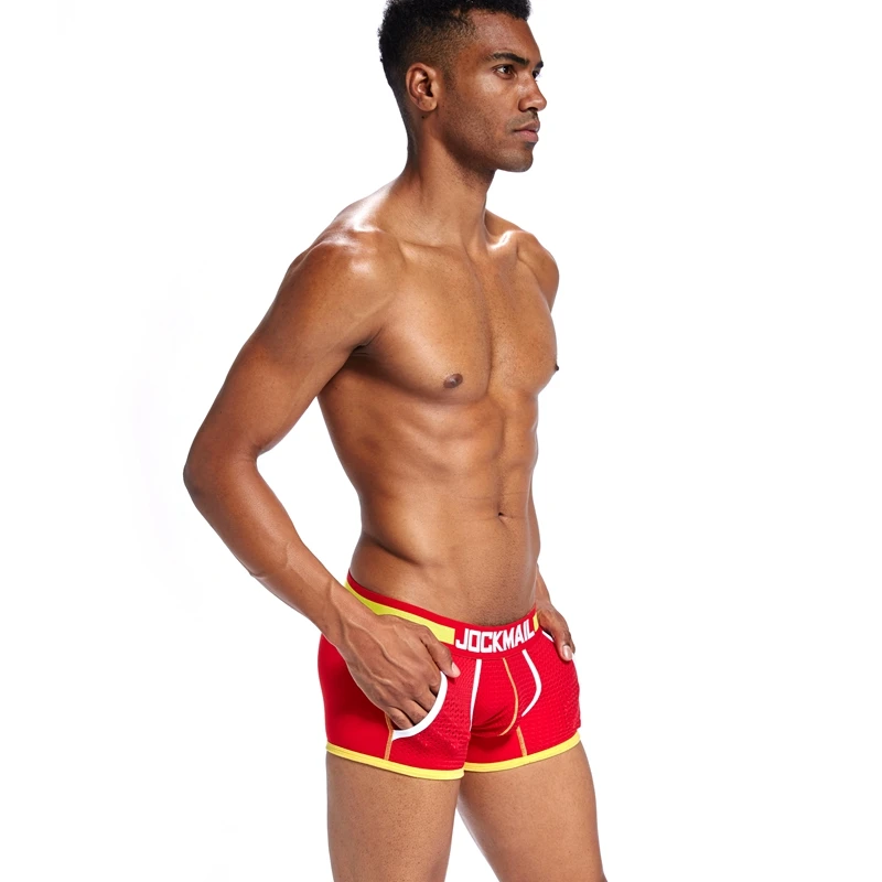 JOCKMAIL Брендовые мужские трусы-шорты из хлопка, сексуальное мужское нижнее белье, мужские трусы, легкие мужские трусы, шорты, сетчатые дышащие u-образные выпуклые сумки