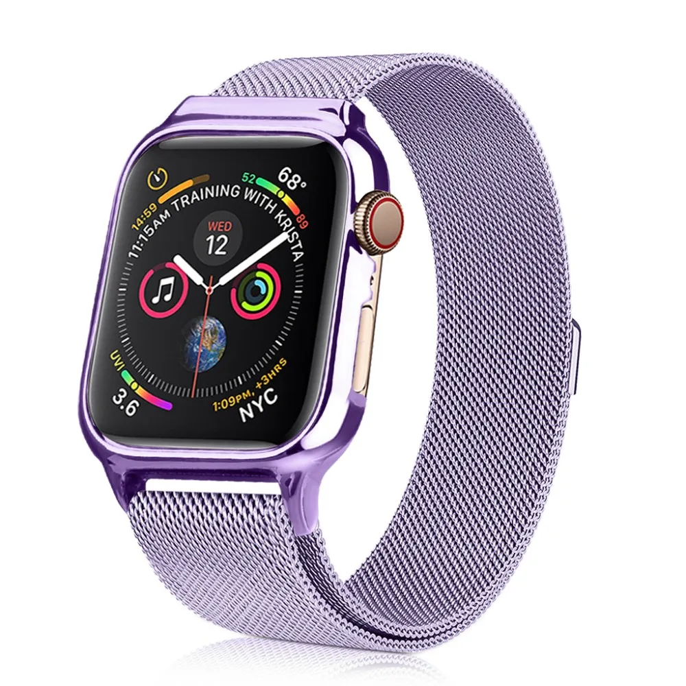 Магнитная Миланская петля, ремешок из нержавеющей стали, чехол для Apple Watch, ремешок 40 мм, 44 мм, чехол для iWatch, серия 4, 5, ремешок, бампер, рамка