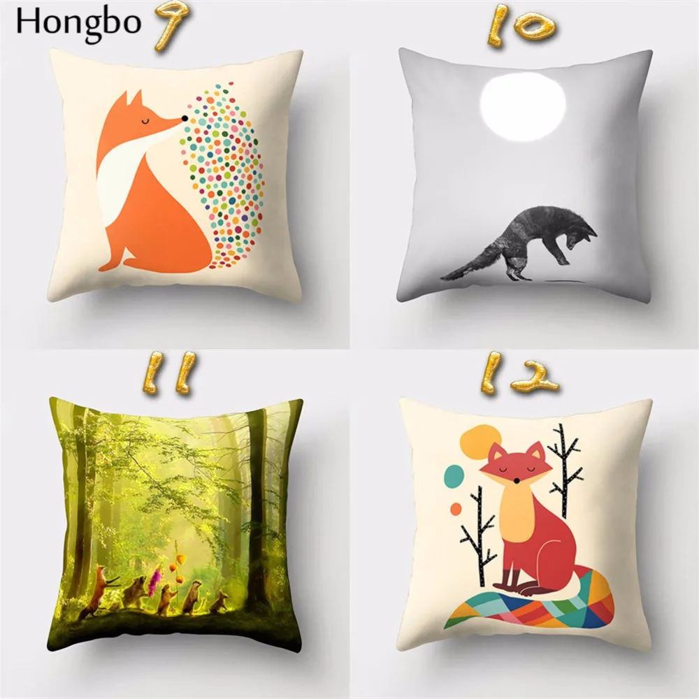 Хунбо 1 шт. с мультипликационным принтом Лиса квадратная Подушка Чехол для