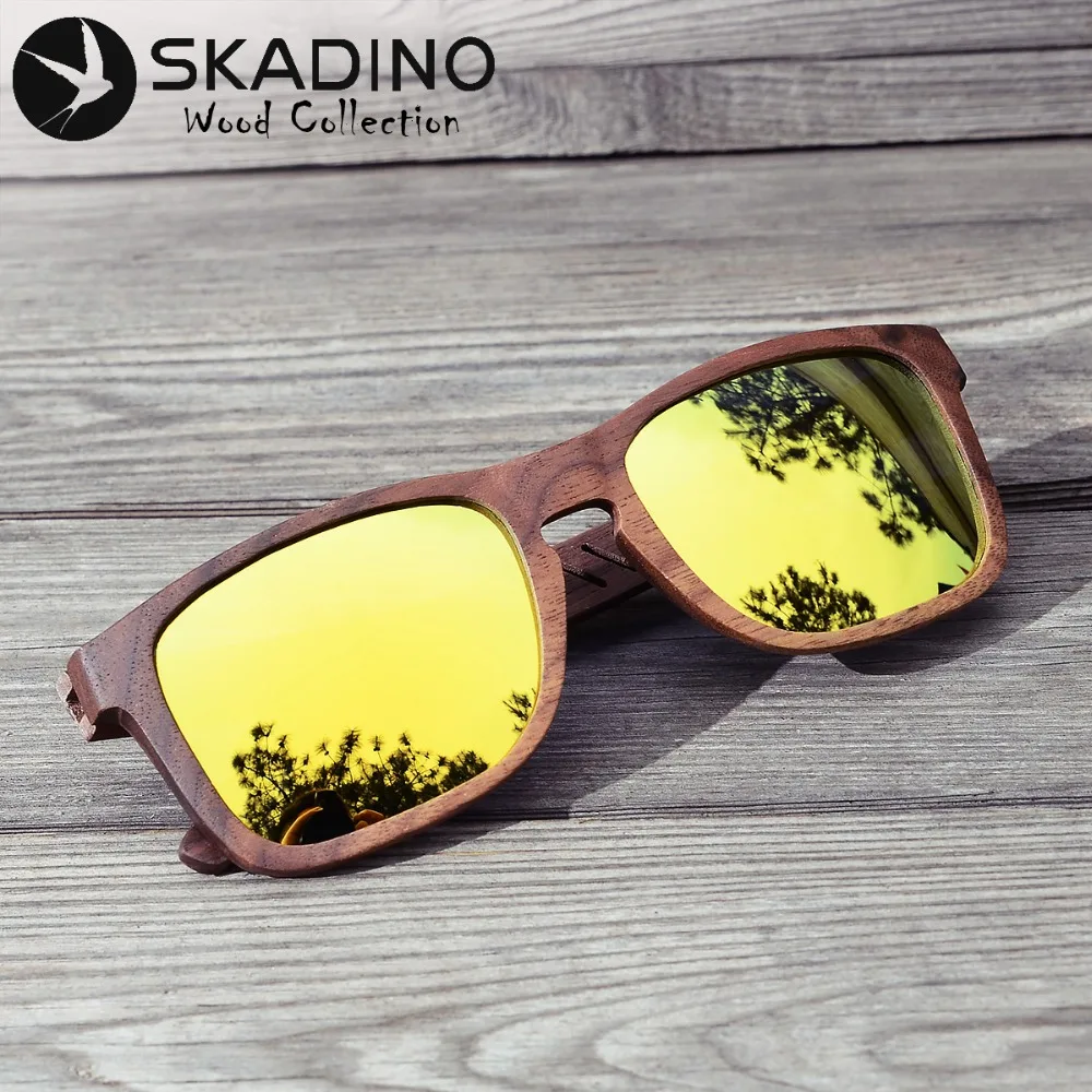 SKADINO UV400 поляризационные солнцезащитные очки из орехового дерева модные для