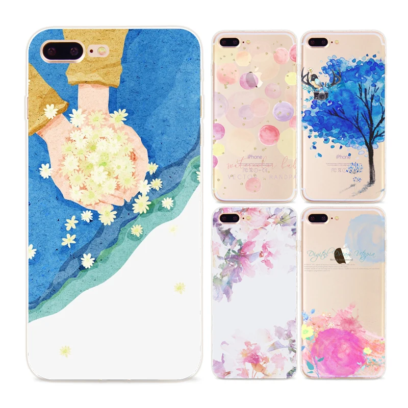 Красивый Цветок Дерево Шаблон Случаи Телефона Для iPhone 5 5s SE 6 s Плюс 7 Мягкий