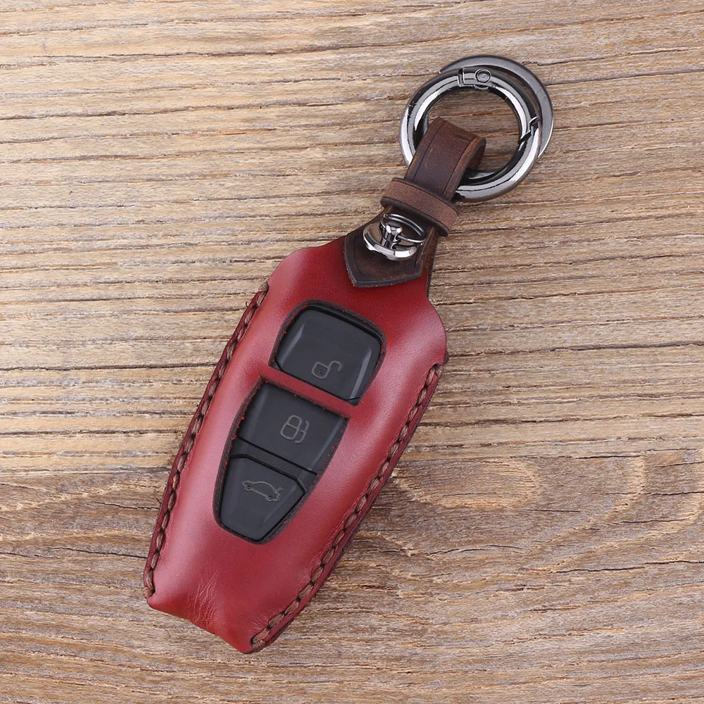 Color 4 Чехол KEYYOU из натуральной кожи для автомобильного ключа с умным дистанционным управлением для Ford Fiesta Focus 3 4 MK3 MK4 Mondeo Ecosport Kuga Focus ST - Количество кнопок: Color 4