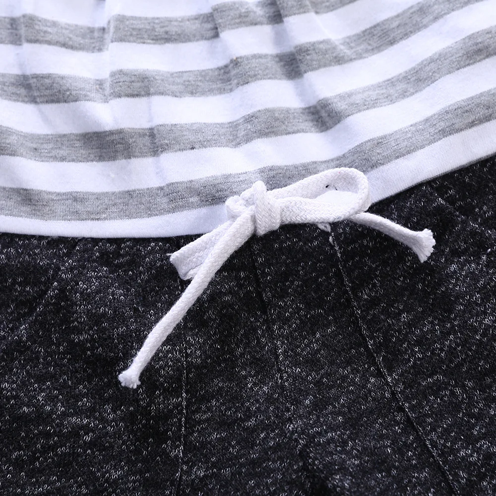 

Summer baby suit striped grey baby vest 2 pieces T-shirt + shorts children clothing