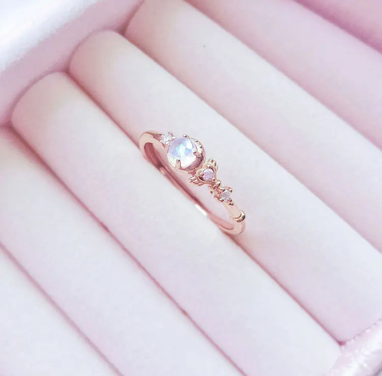 Wand Ring Аниме Сейлор Чиби Мун S925 ожерелье из серебряных цепей лунный камень розовое золотое ожерелье с подвеской серьги-гвоздики кольцо ювелирный набор подарок - Окраска металла: Wand Ring