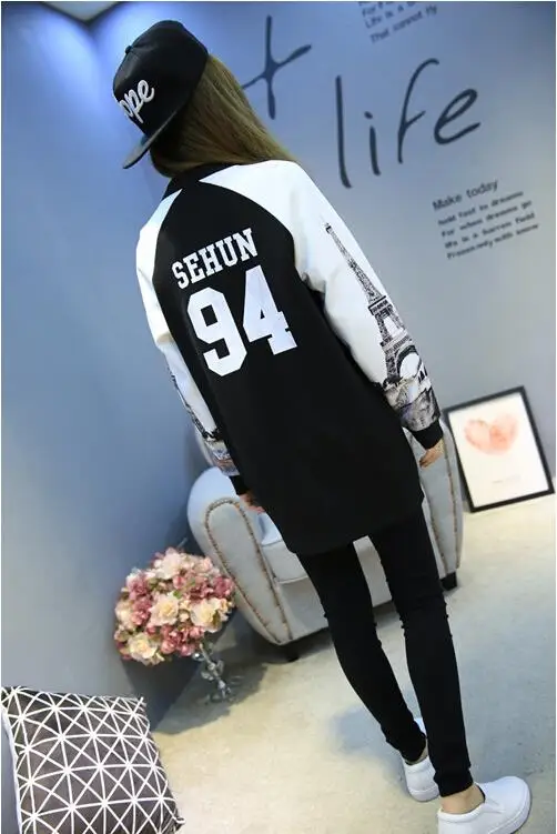 Куртка Kpop exo Luhan Sehun осенне-зимняя куртка для женщин и мужчин свободная толстовка с