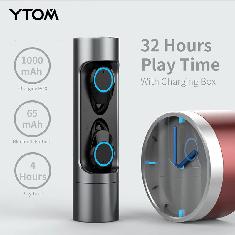 Беспроводные мини-наушники YTOM с 3D звуком и подсветкой TWS наушники Bluetooth 5 0