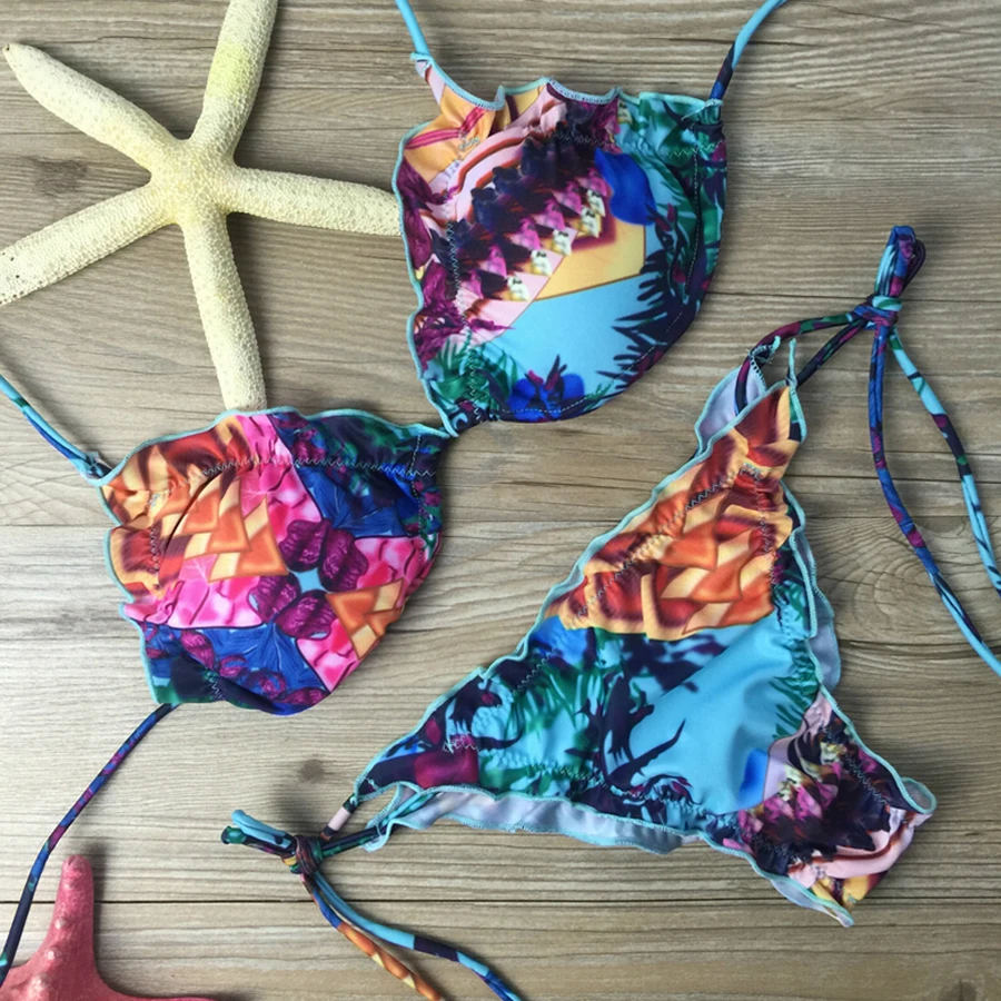 2017 купальники бикини с эффектом пуш-ап бразильский сексуальный бандажный