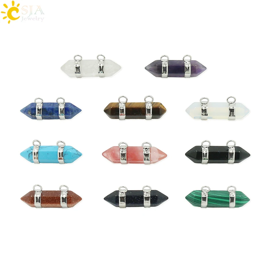 Шестиугольная Призма CSJA подвеска из натурального камня в форме пули граненые