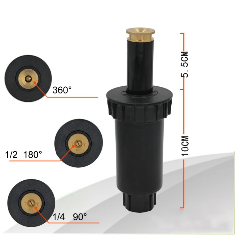 

90-360 Degree Pop Up Sprinklers Plastic Lawn Watering Sprinkler Head Adjustable Garden Spray Nozzle 1/2" Female Watering Thread