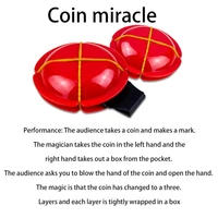 2021 new plastic miracle coin box close up magic tools vanishing coin penetration mentalism toy kid fun toy children gift 2021