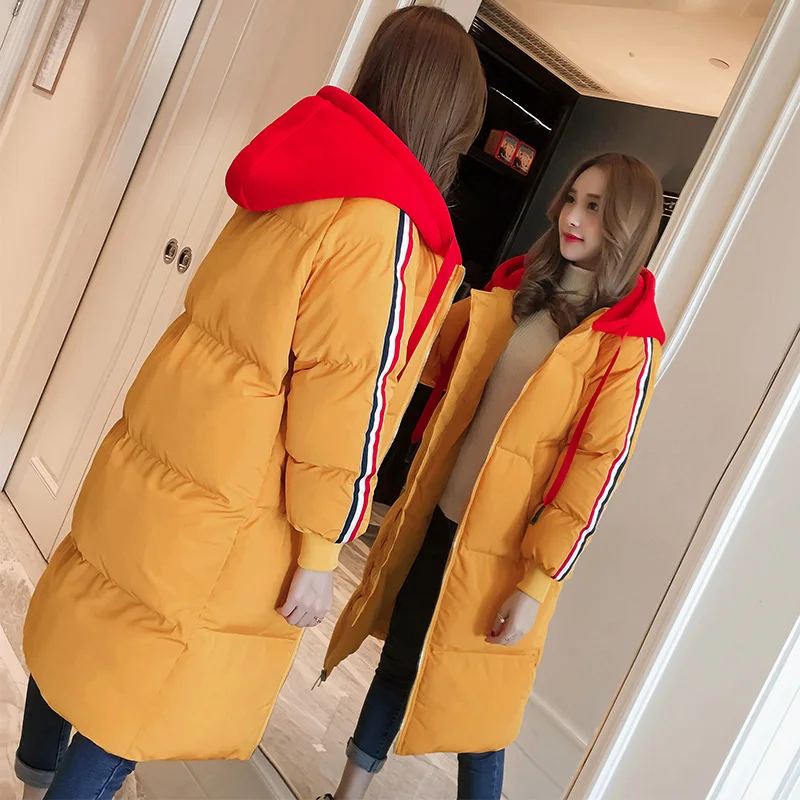 Oversize зимняя куртка женская парка теплые куртки толстовки пальто в полоску