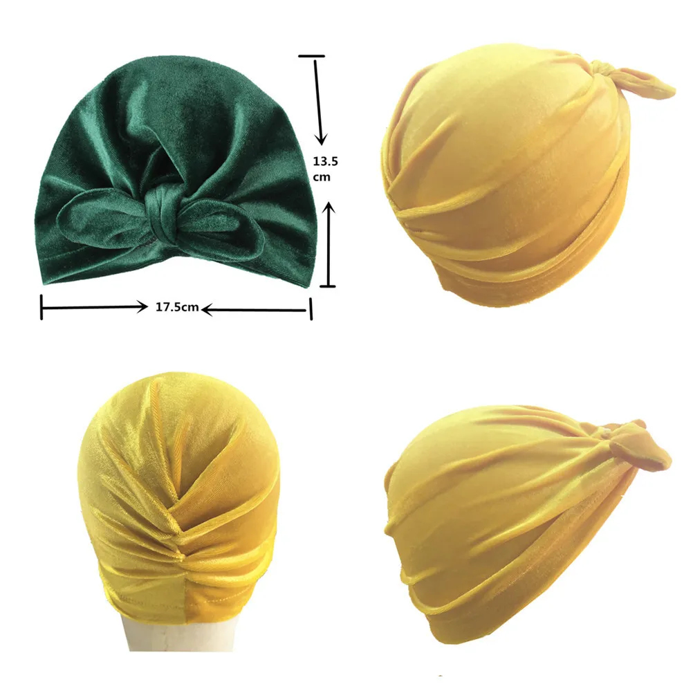 18Multicolor Baby Accessories Girls for Winter Solid Color Cute Rabbit Ears Knotted Gold Velvet Indian Hat Kids Warm Hedging | Детская