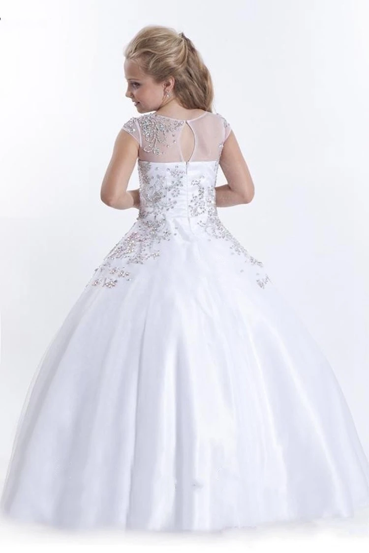 2016 КОКО Новый Дизайн Дешевые Pageant Платья С Белым Cap SleeveTaffeta Аппликации Бальное