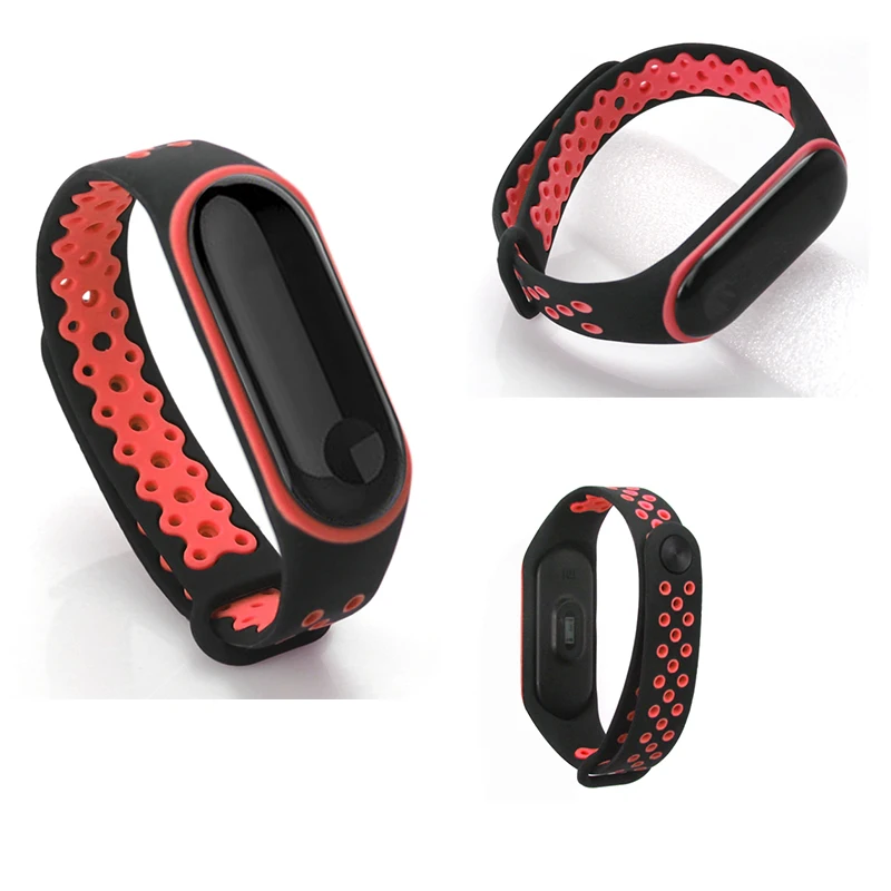 Boorui mi Band 3 ремешок спортивные силиконовые часы наручные браслет mi Band 3 ремешок аксессуары двойной цвет удобный mi 3 ремень
