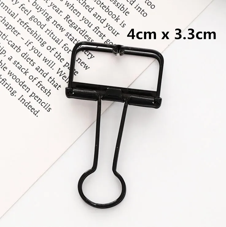 4cm x 3.3cm black 5 шт. креативный Корейский Металлический Зажим Для Бумаги Закладка скрепка для бумаг зажим для Bullet Journal фото сообщение билета документ биндеры канцелярские - Цвет: 4cm x 3.3cm black