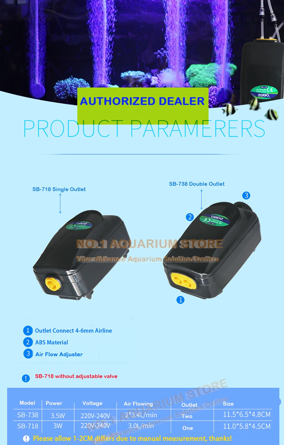 SOBO тихий аквариумный воздушный насос кислородный аэратор для пруда аквариумная