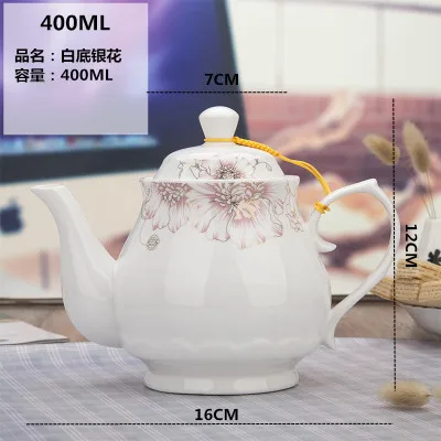 1pcs-400ml Керамический чайник ручная роспись сине-белый фарфор большой емкости заварочный чайник кунг-фу набор кофейник Питьевая утварь - Цвет: 1pcs-400ml