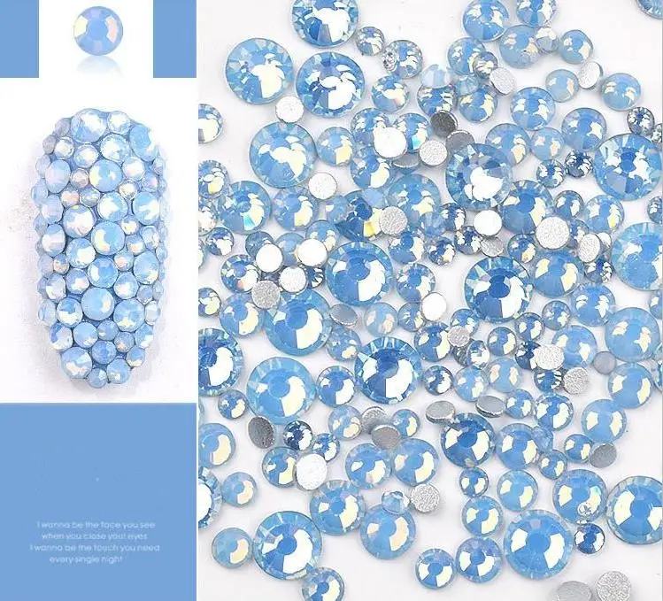 Blue opal Украшения для дизайна ногтей Стразы смешанный размер s розовый опал смешанный размер гвозди аксессуары стеклянный кристалл декоративный камень для ногтей украшения для ногтей - Цвет: Blue opal