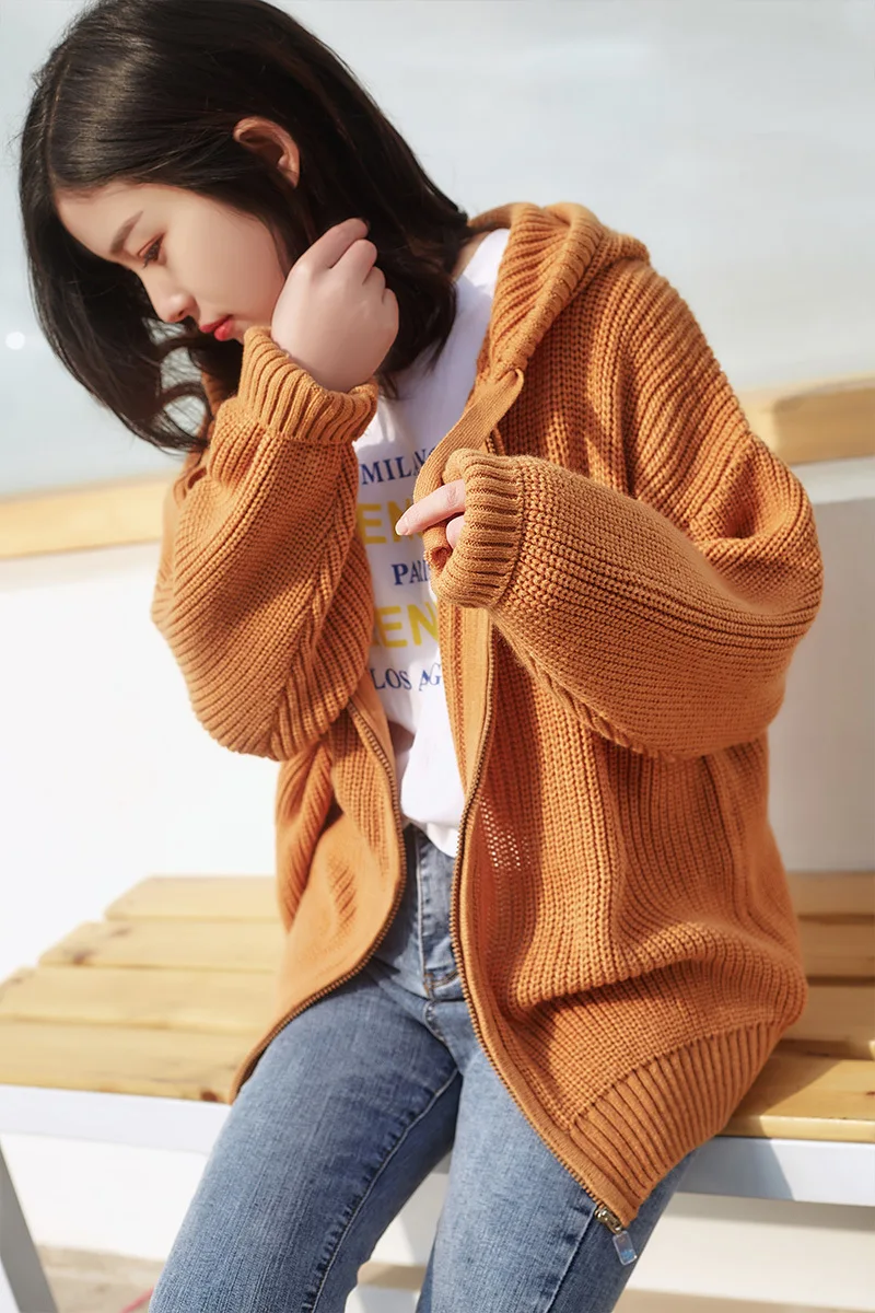 Cashmere Sweater Cap And Guard Women's Spring Autumn Long Sleeve Wool Thicker Jacket Zipper Cardigan Casual Sport |