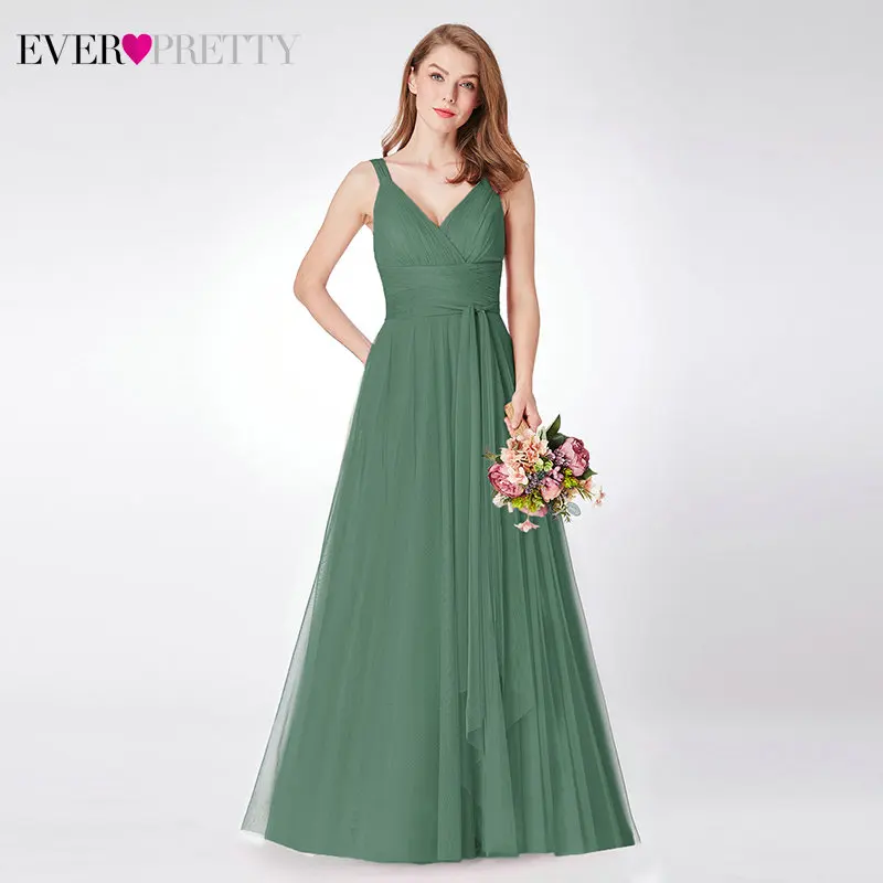 Green Blue Длинные платья для выпускного Ever Pretty, платья из тюля с V-образным вырезом, без рукавов, трапециевидного силуэта, сине-зеленого, розового цвета, EP07303, весна-лето - Цвет: Green Blue