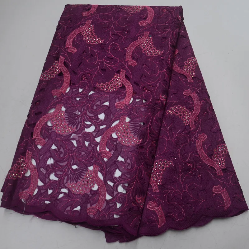 (5 ярдов/шт.) Высококачественная Белая африканская кружевная ткань ручной работы