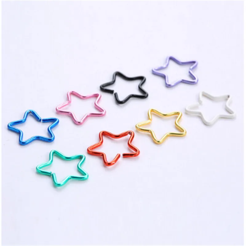 40pcs/lot New Stainless Steel multicolor Nose Open Hoop Ring Star Earring Body Piercing Studs Women Men Fashion Jewelry | Украшения и