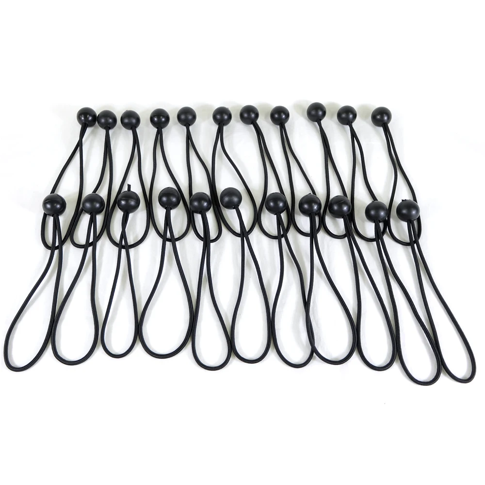 NIERBO Ball Bungee Cords Quality 8.8inch Tarp &amp Canopy Shock Cords. Black UV Treated Cord with Color Fleck to Indicate Size |