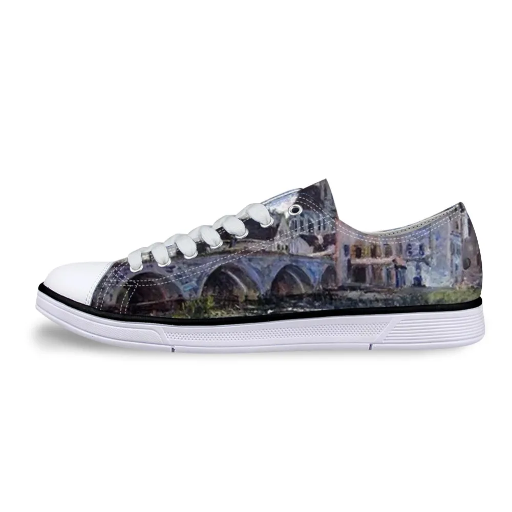 Man Vulcanized Shoes Lace-up Breathable Walking Canvas Sneakers Customized Oil Painting Alfred Sisley Free Dropshipping 2020 | Обувь