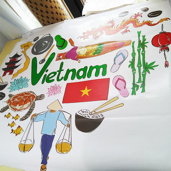 Вьетнам иллюстрация путешествия слово знаковая Наклейка на стену Свадебный