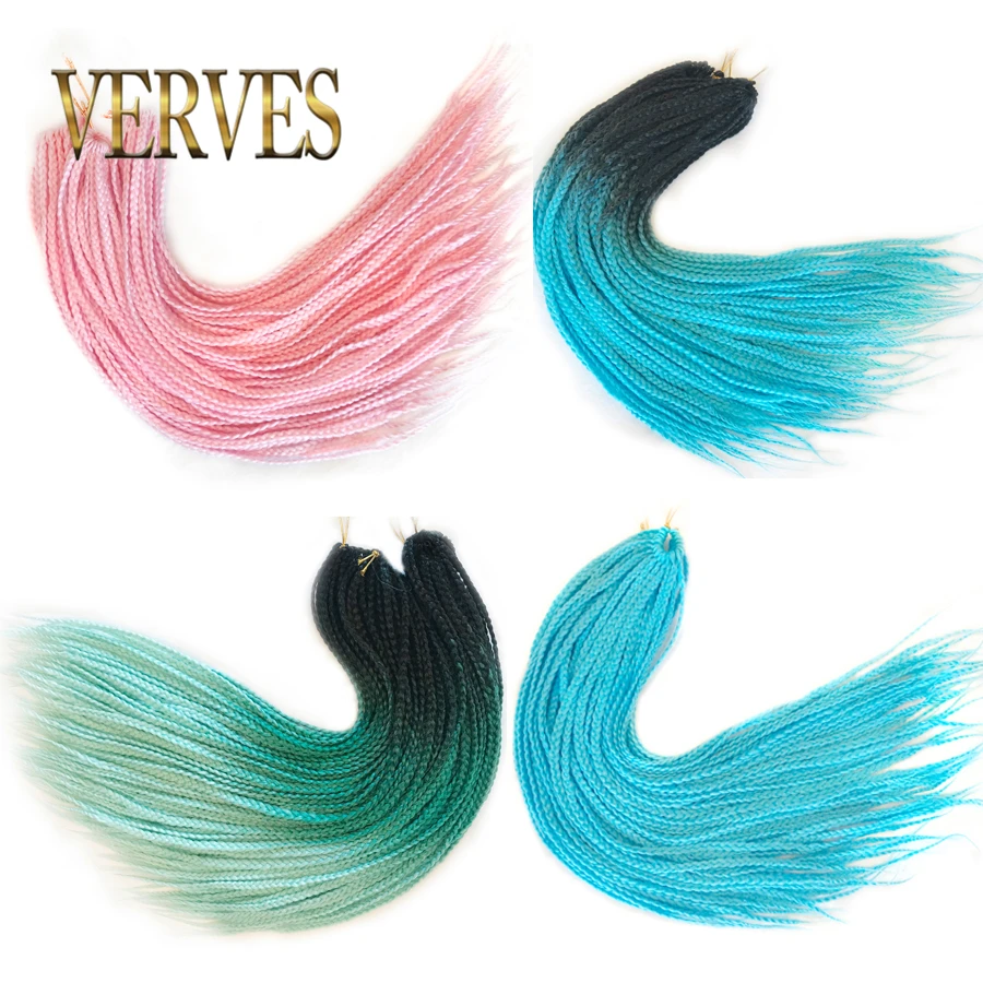 VERVES вязанные крючком косички, 24 дюйма, косички в коробке, 22 корня/упаковка, Ombre, синтетические косички, наращивание волос, тепловое волокно, объемная косичка, розовый, черный