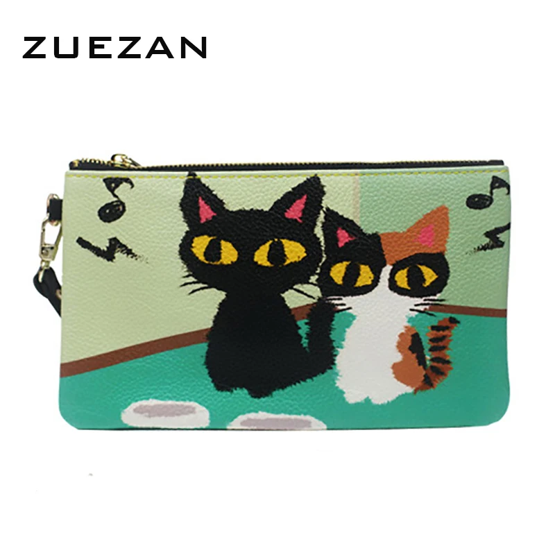 Новый женский клатч из натуральной кожи с цветными персонажами кошелек для монет