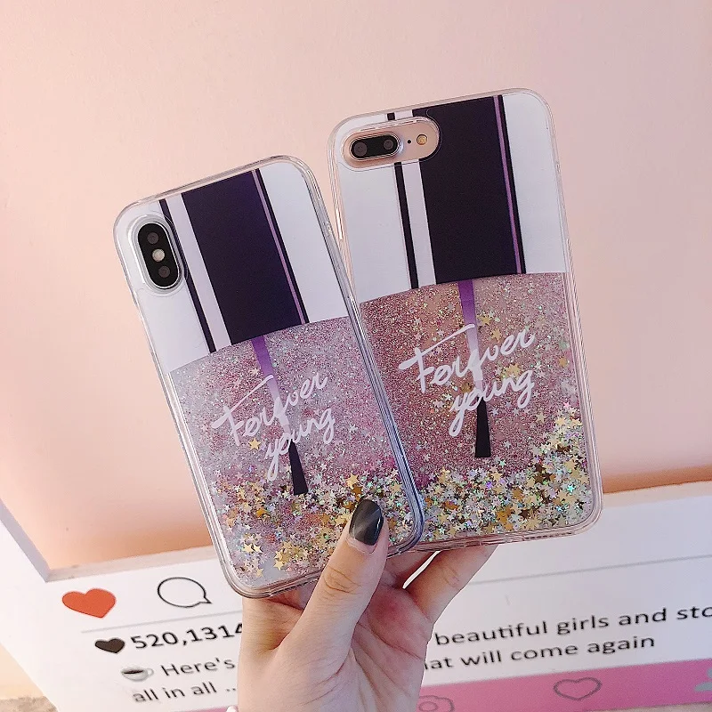 Блестящий чехол с рисунком дрейфа песка для iPhone6/S 7 8 Plus X XSMAX лак ногтей блестки во