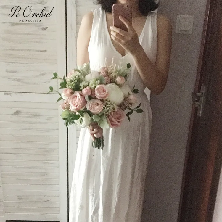 PEORCHID винтажный Свадебный искусственный букет невесты Ramo Novia Boda украшения для