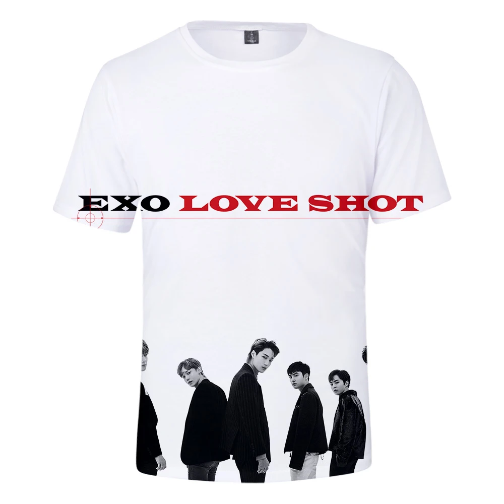EXO love shot с 3D-принтом женская летняя классная Модная Повседневная рубашка коротким