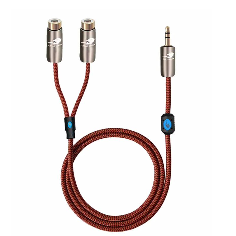 Hi end аудио кабель Mini Jack 3 5 мм на 2 RCA разъема для наушников мобильных ПК