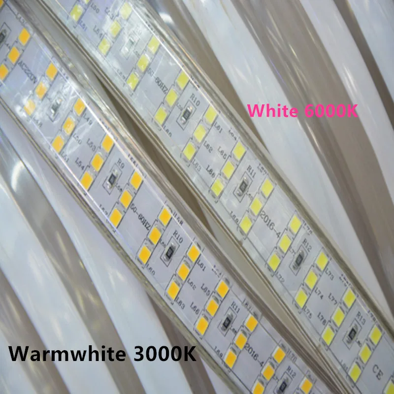 

276Leds/m SMD 2835 LED Strip 220V 240V Waterproof Three Row LED Tape Rope Light Warm White Home Decoration free shipping