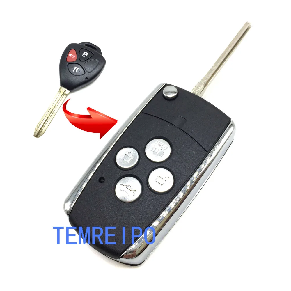 

10pcs/lot 4 button folding modified remote key shell For Toyota Camry Modified Flip Key Shell Fobs