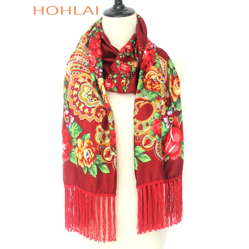 Новинка 2019 Модный классический теплый длинный шарф с цветочным принтом русская