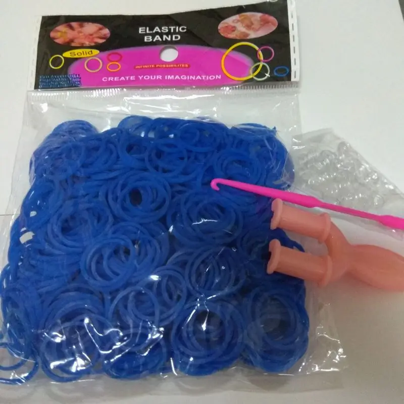 dark blue 600pcs Резинка для плетения для девочек, ручная вязка, радужная вязальная машина, Резиночки для ткацких станков - Цвет: dark blue 600pcs