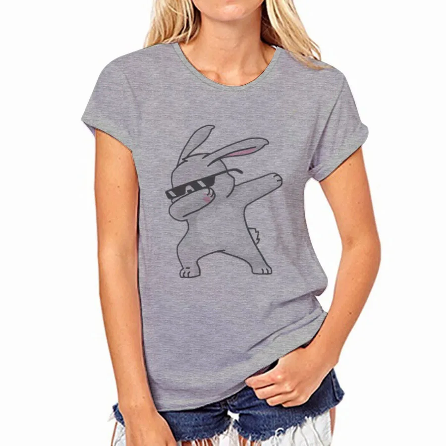 

CDJLFH 2017 New Womens Blouse Fashion Short Sleeve Gray Panda/Pug/Cat Harajuku Print Hip Hop Design Tee Shirts Blouses Femininas