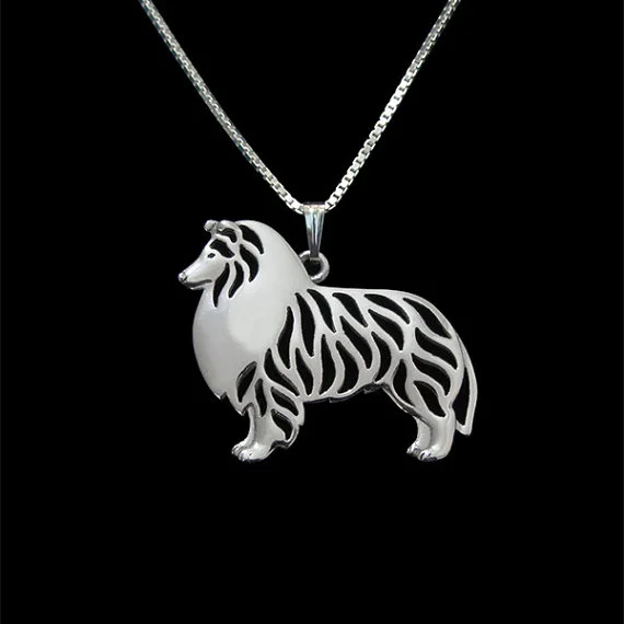 Стоя грубые ювелирные изделия Collie-золотой и серебряный кулон ожерелье простые