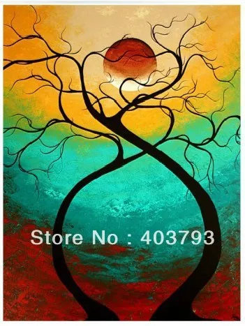 

beautiful Modern abstract oil paintings on Canvas tree and moon for home decoration Free shipping