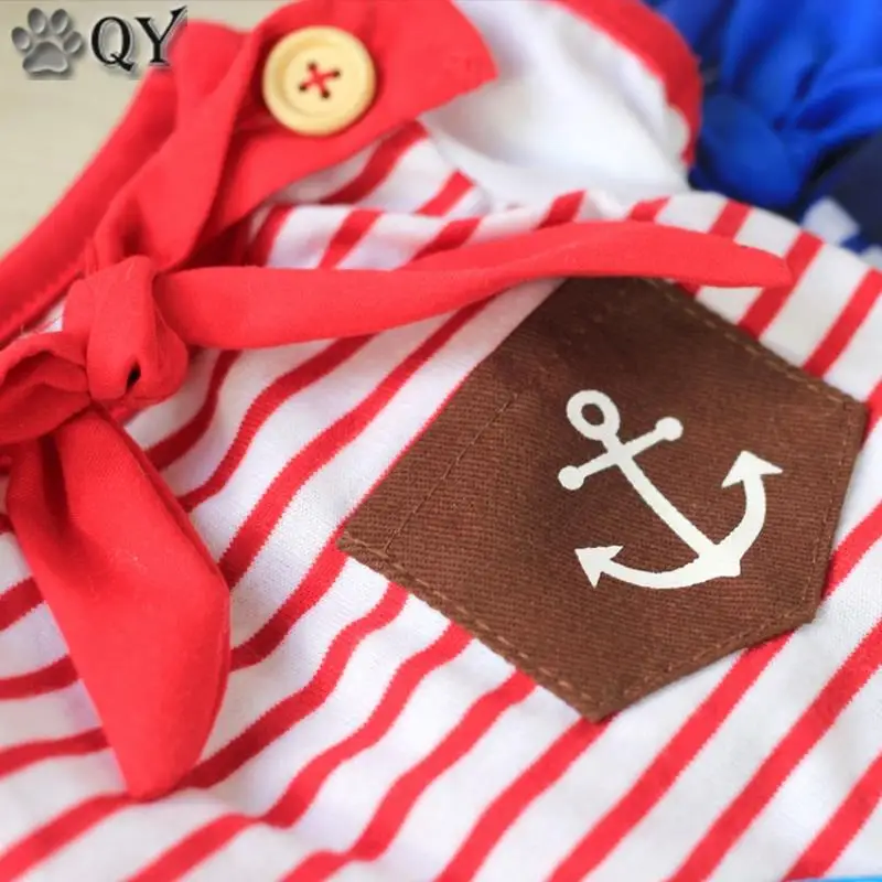 Сейлор лук полосатый для собак Толстовка с капюшоном Домашние животные Одежда