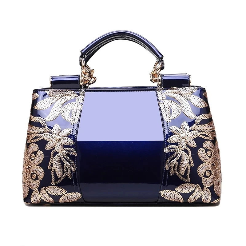 JUILE/брендовая сумка с вышивкой женская вечерняя из лаковой кожи через плечо